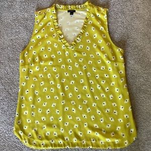 Ann Taylor Yellow Sleeveless Top w/ Flowers